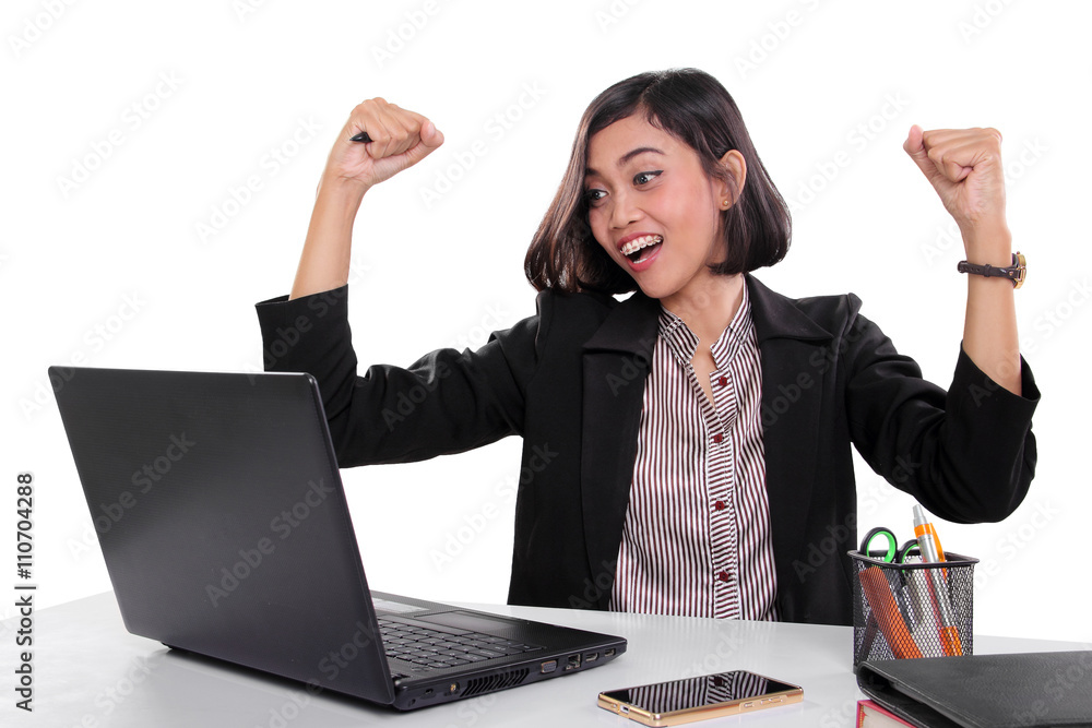 Businesswoman expressing happiness Businesswoman expressing happiness