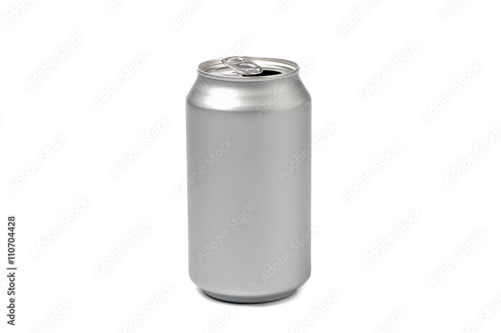 silver tin can on white background silver tin can on white background