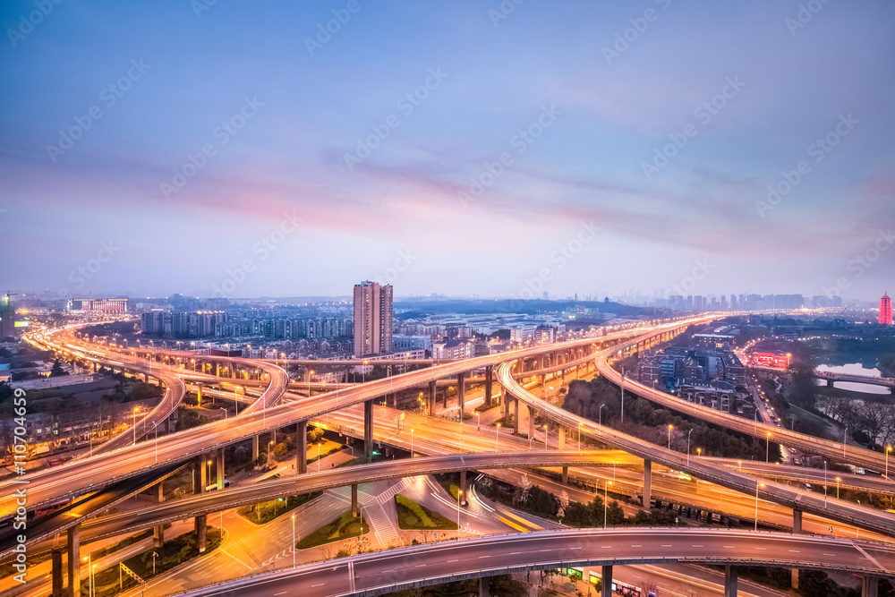 Obraz premium nanjing city interchange in nightfall