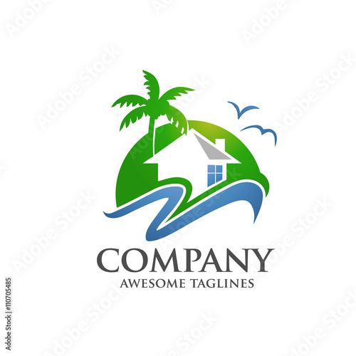real estate, hotel, village logo