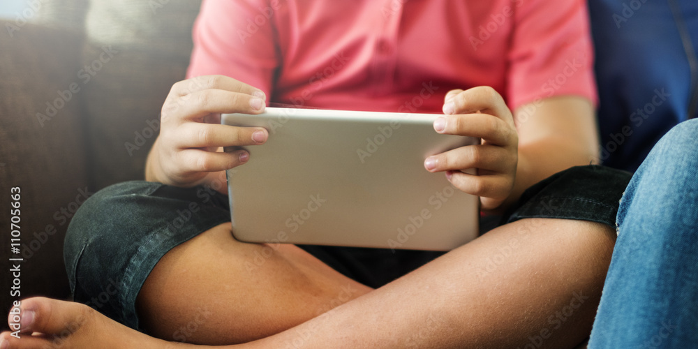 Mother Child Learning Education Social Media Concept Mother Child Learning Education Social Media Concept