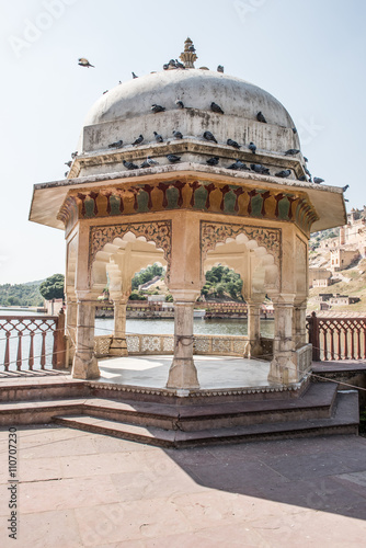 Pigeons on a Small Monument photo