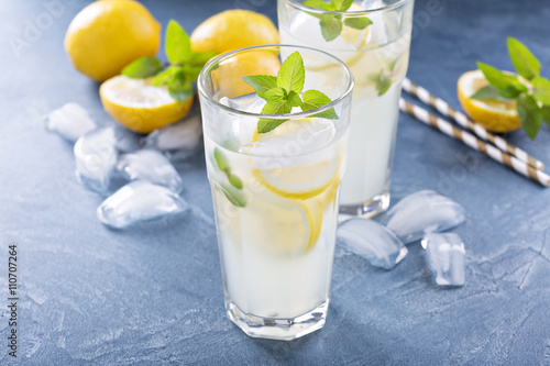 Classic lemonade on blue background