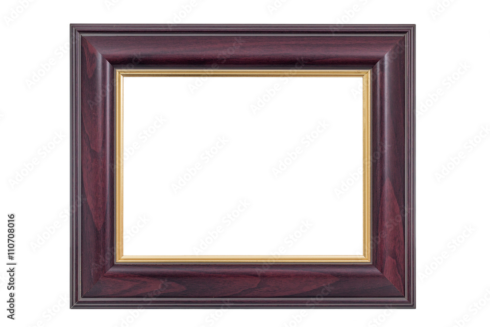 Wooden brown frame isolated on white background with clipping path Wooden brown frame isolated on white background with clipping path