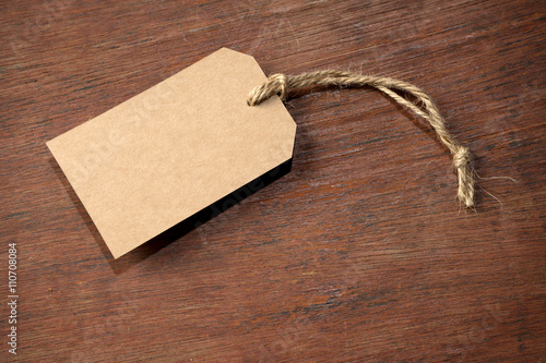 brown paper price tag with burlap rope