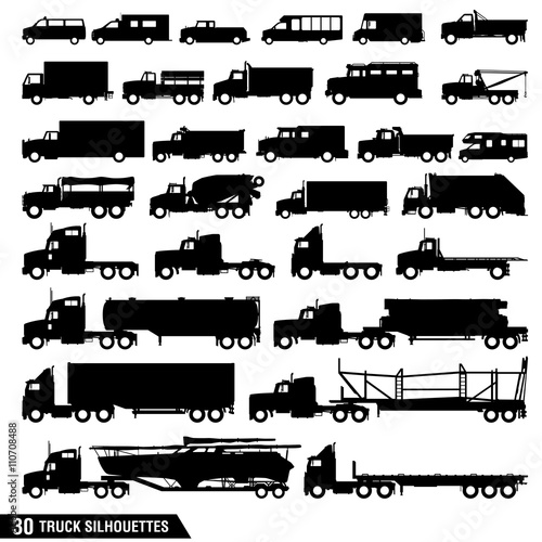 Truck Silhouettes Pack, Set of Truck Icons