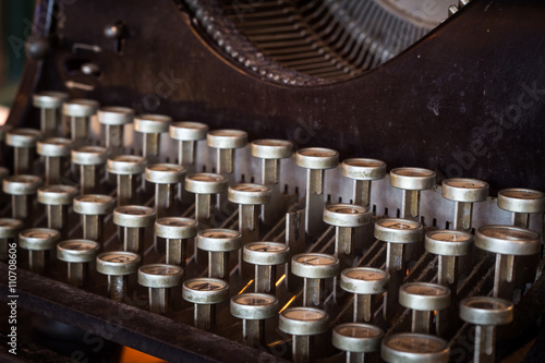 Old keyboard of vintage typewriter