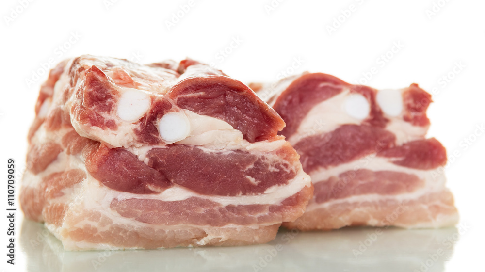 Piece  fresh pork meat isolated on white background.