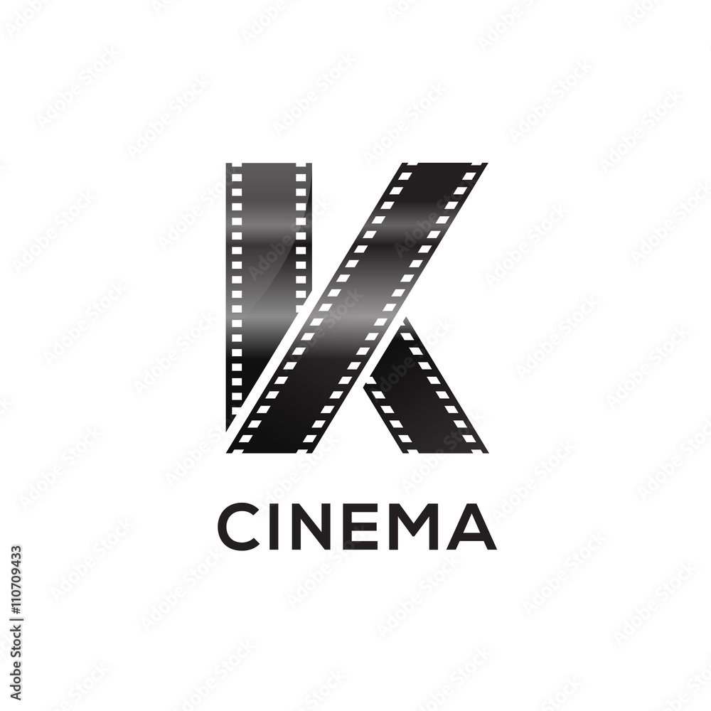 Abstract letter K logo for negative videotape film production