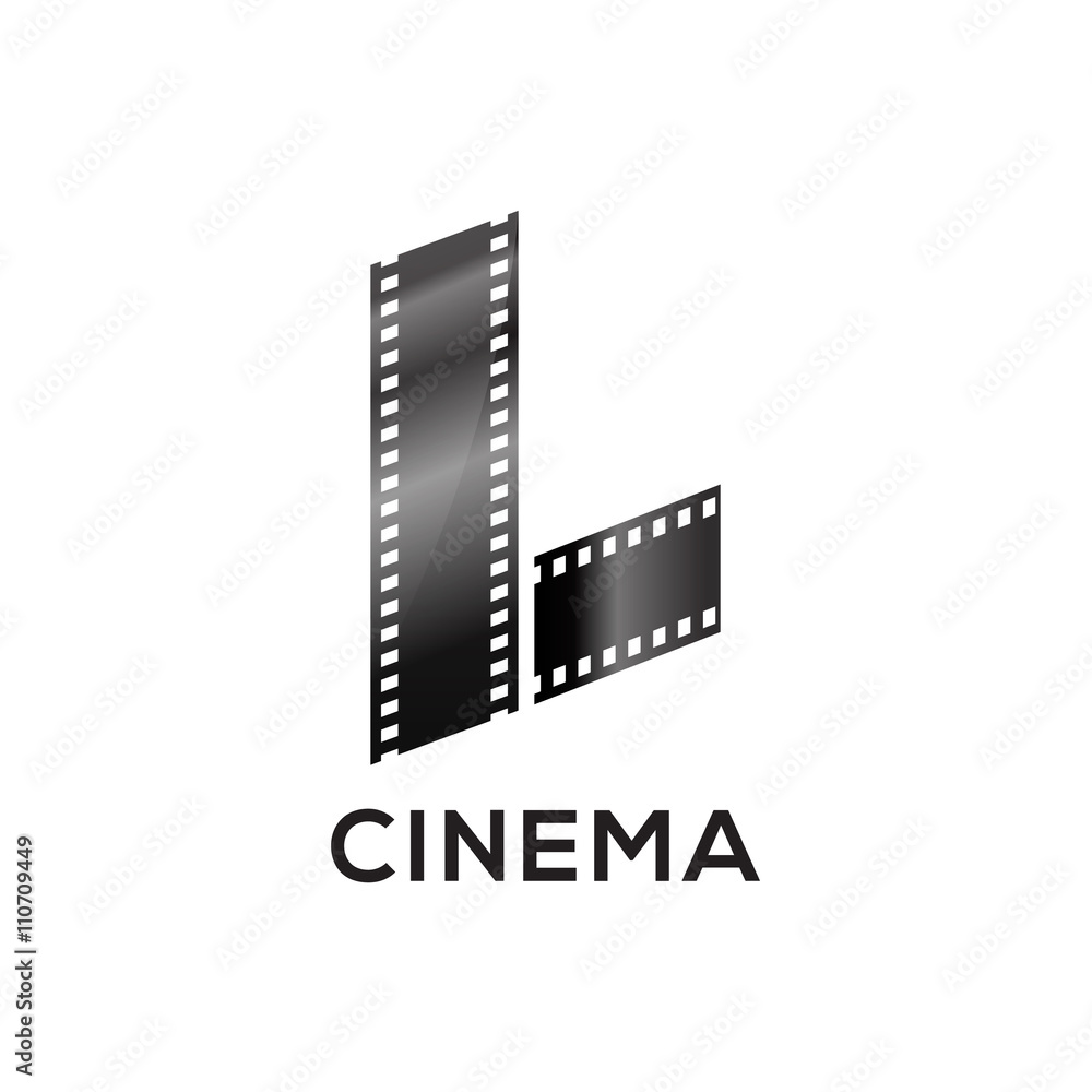 Fototapeta premium Abstract letter L logo for negative videotape film production