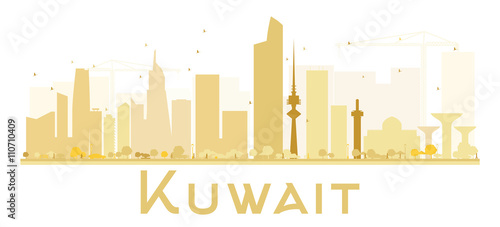 Kuwait City skyline golden silhouette.