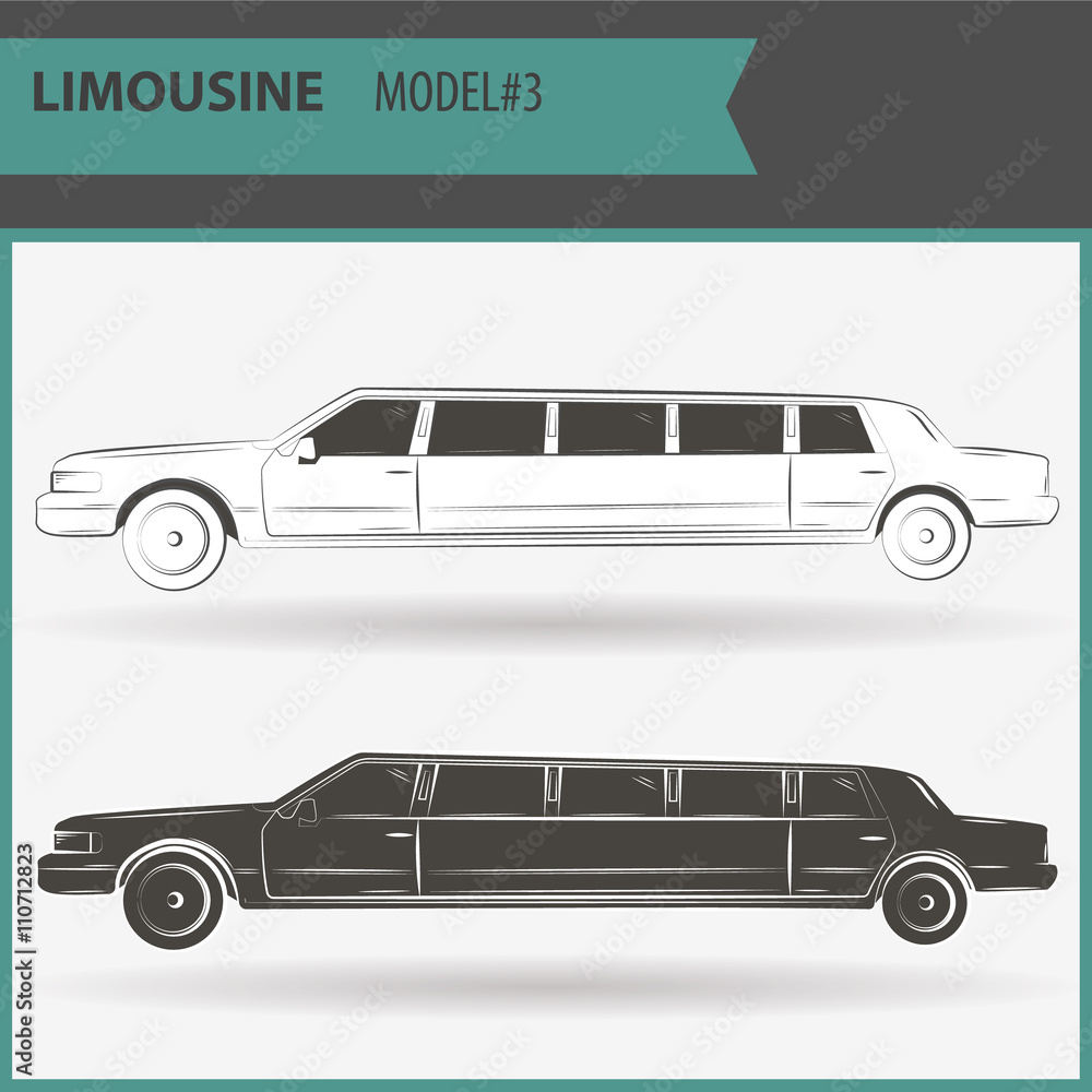 illustration of two vip limousine isolated on white background