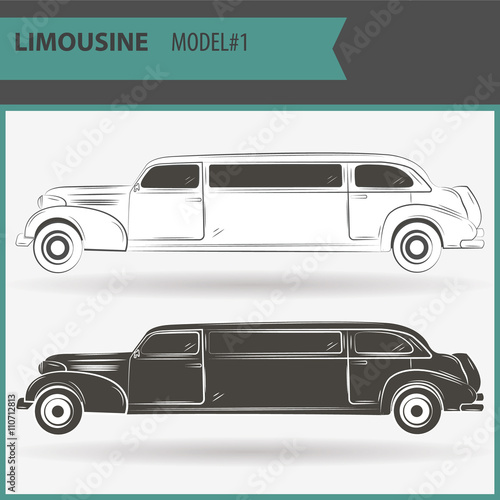 illustration of two vip limousine isolated on white background