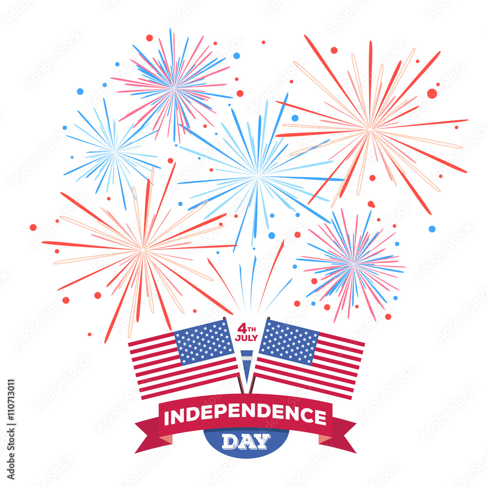Obraz premium Vector holiday firework. Independence day of America