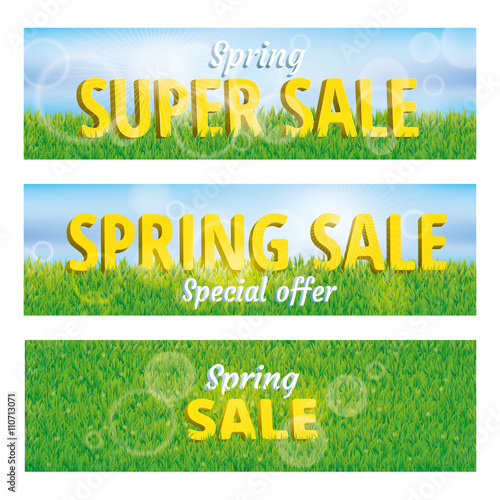 Green grass spring sale banner