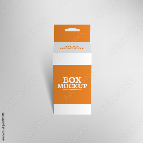 Realistic product package box mock-up with hang slot 2