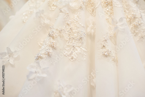 texture of details bride wedding dress close up