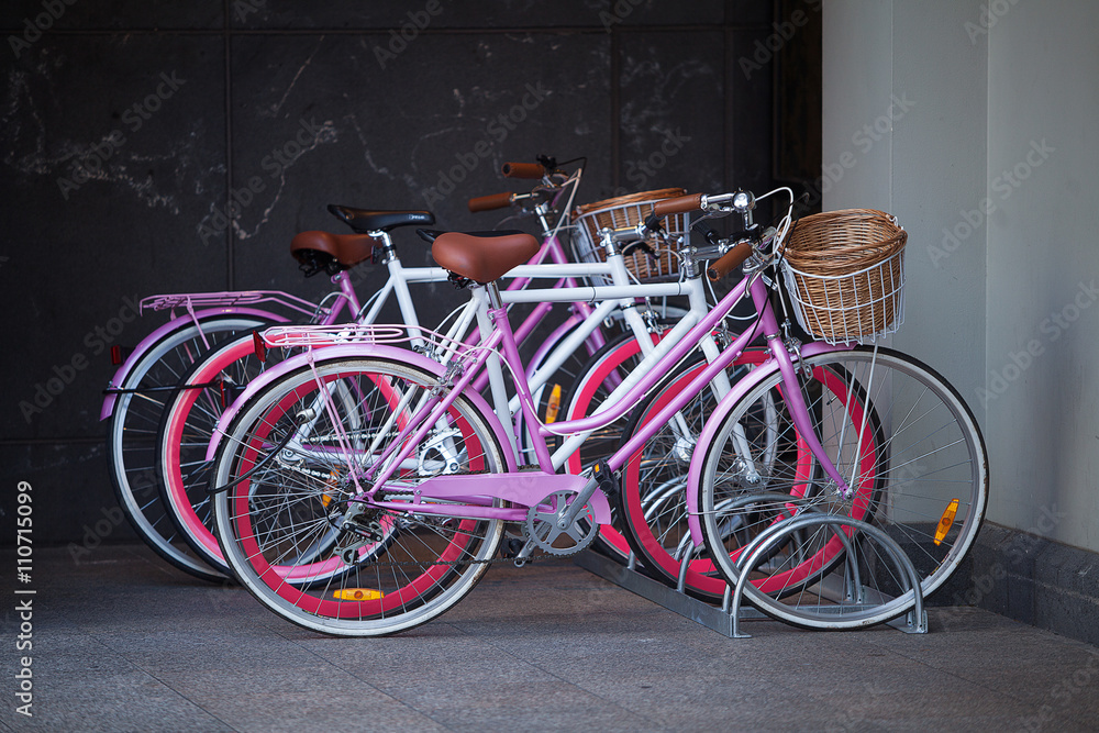 Bicycles in bike rack