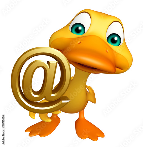 Duck cartoon character with at the rate sign