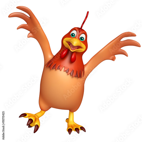 3d rendered illustration of funny  Hen cartoon character photo