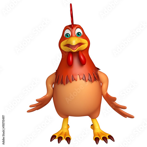 3d rendered illustration of funny  Hen cartoon character photo