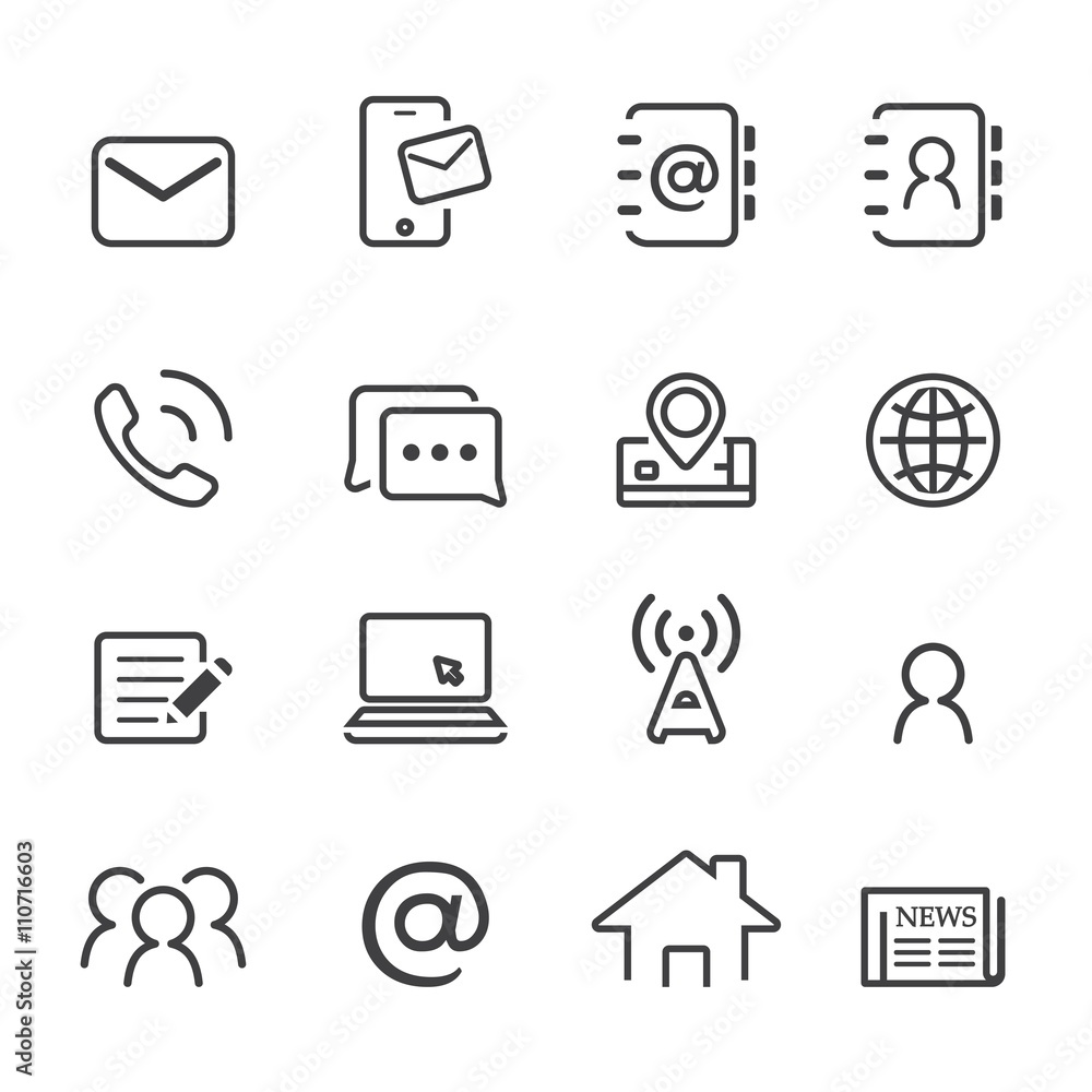 Fototapeta premium contact icon set.line vector.