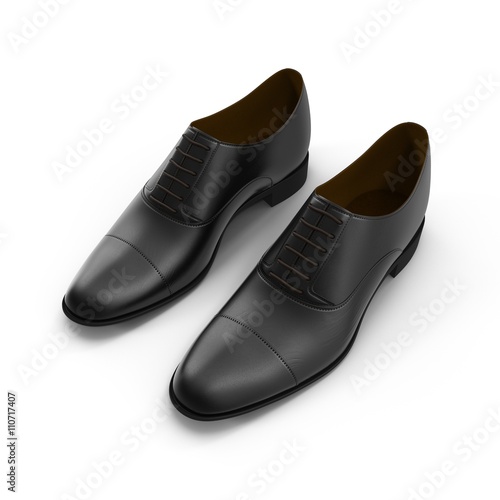 Male leather shoes isolated on a white, 3D illustration