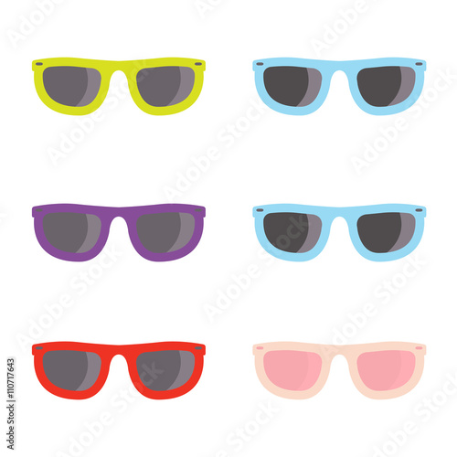 Vector color sunglasses icons set