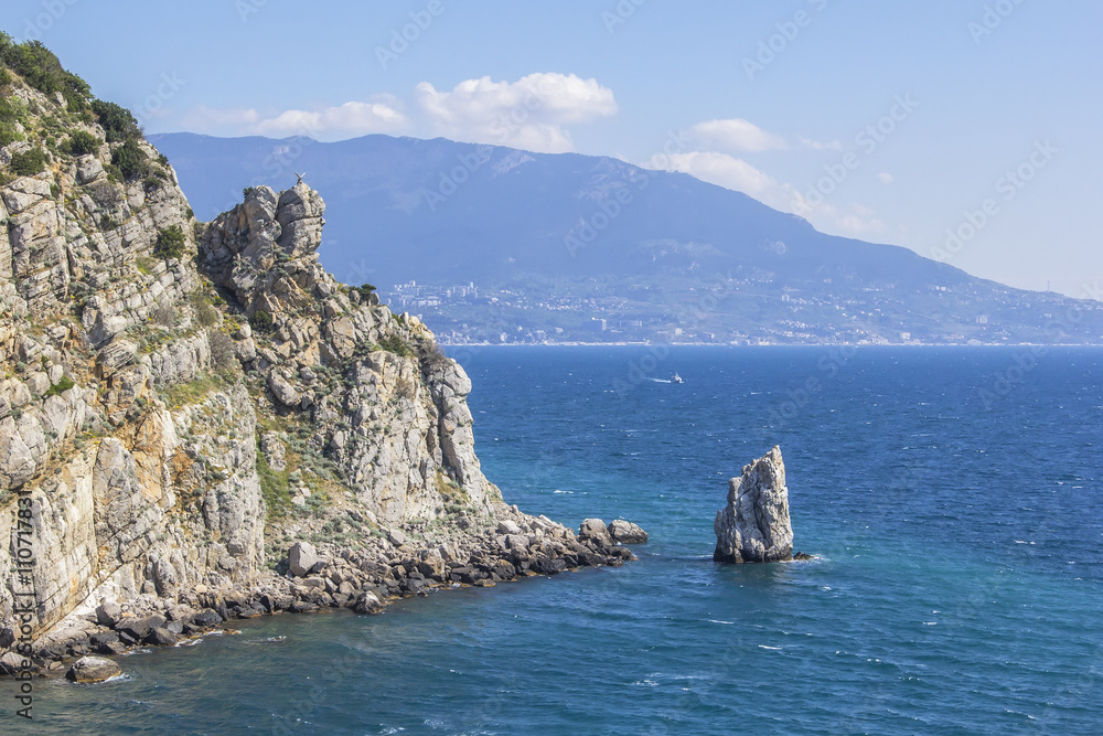 background landscape view on the rock sail near the Swallow's Nest, Gaspra, Yalta