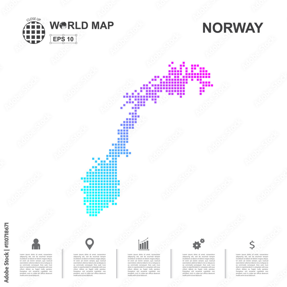 Fototapeta premium Map Of Norway pixel Vector