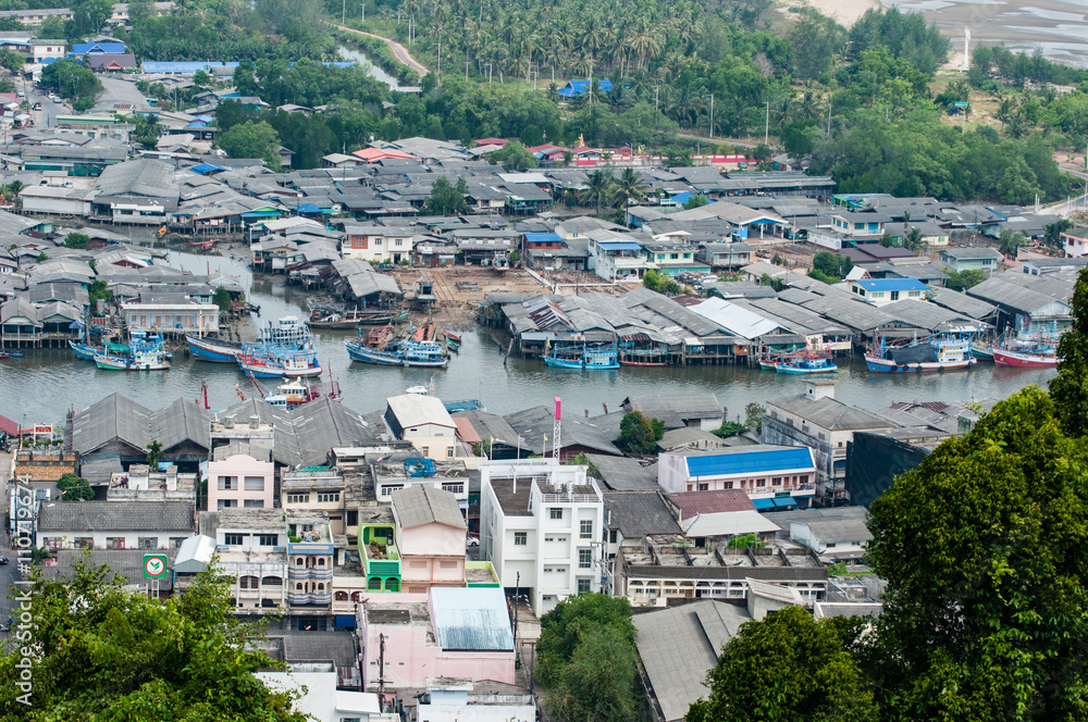 View of coastal village