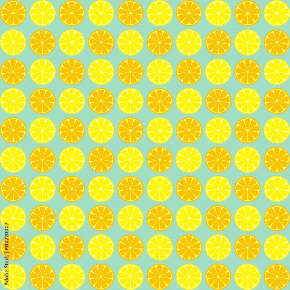 Lemon seamless pattern vector. Yellow and orange lemon slices seamless pattern. Vector illustration of lemons. Vintage background with painted lemons. Lemon slices vector.