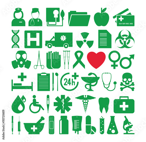 Set of icons on a medical theme. Vector illustration.