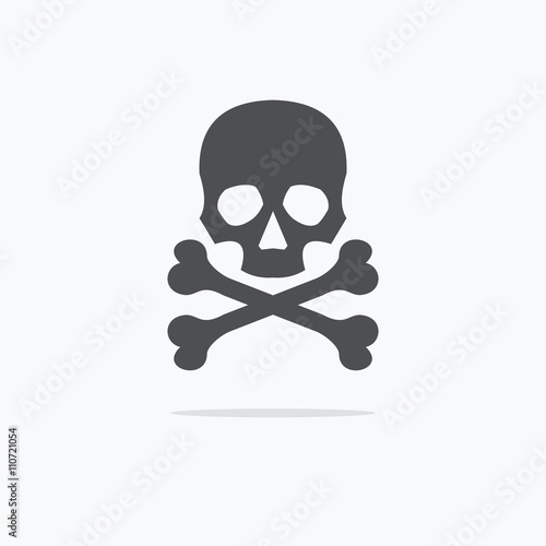 Crossbones and skull death flat icon. Vector illustration.