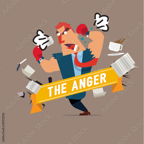 angry character. stressful concept - vector