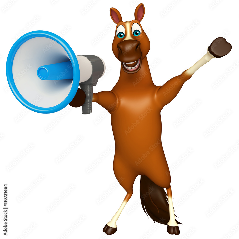 cute Horse cartoon character with loud speaker Stock Illustration | Adobe  Stock