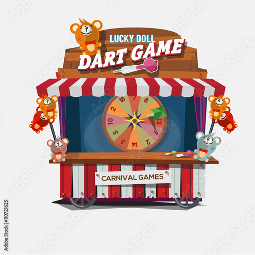 dart game dolls. carnival cart concept- vector