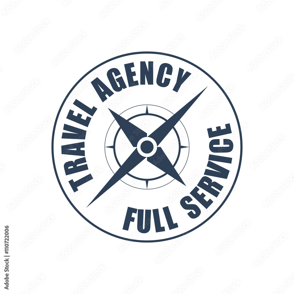 Travel agency round logo, wind rose silhouette Travel agency round logo, wind rose silhouette