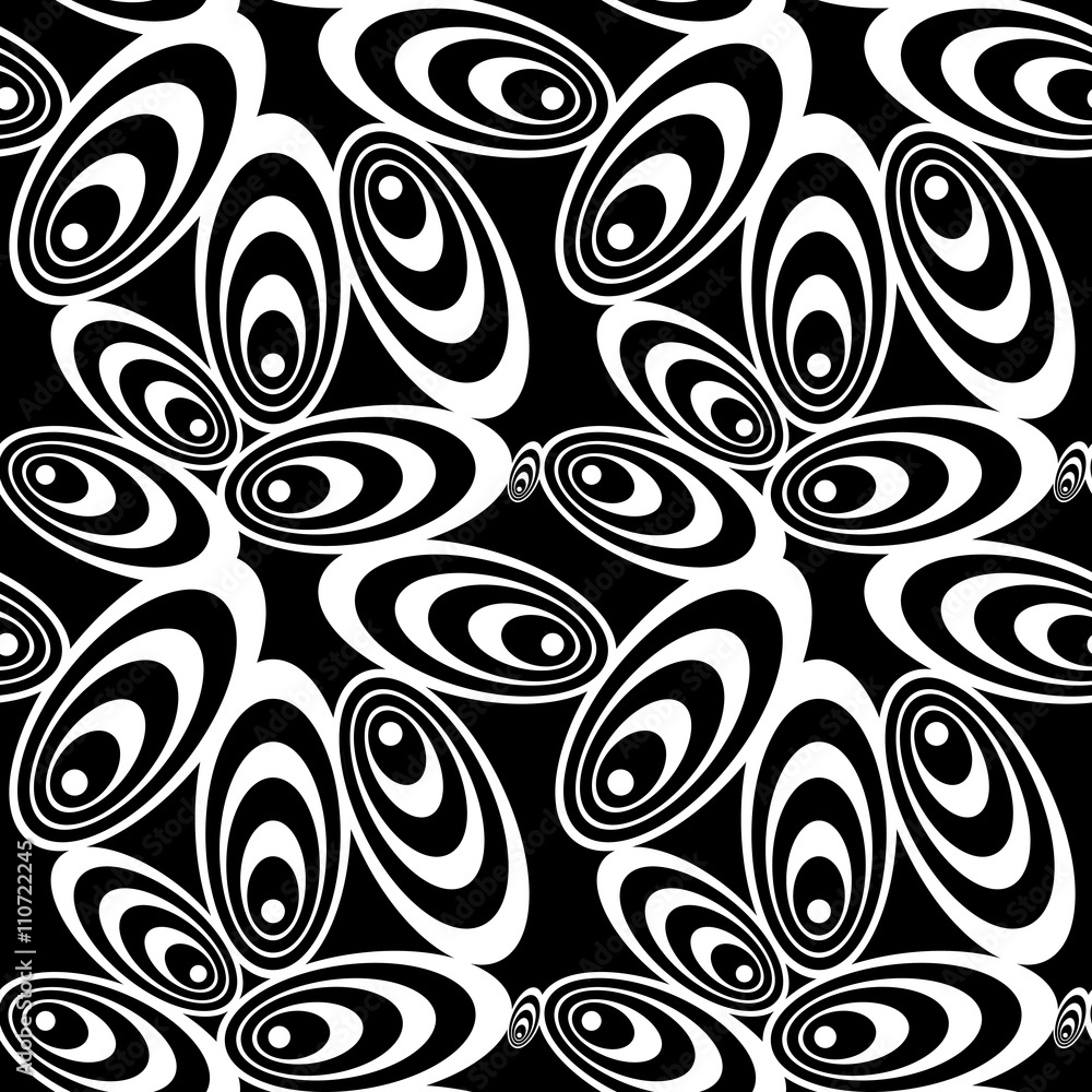 Seamless Black and white optical illusion vector background Stock
