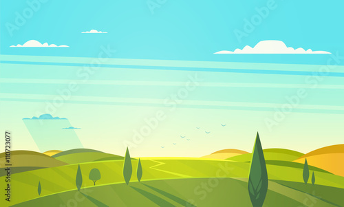 Valley landscape. Vector illustration.