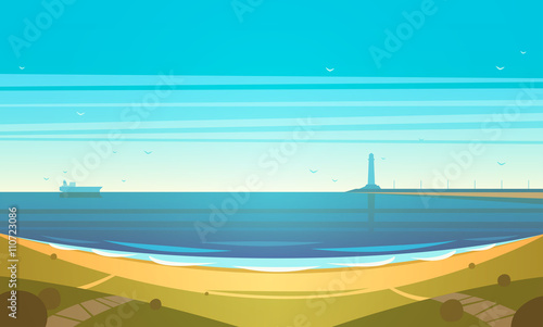 Seashore. Vector illustration.