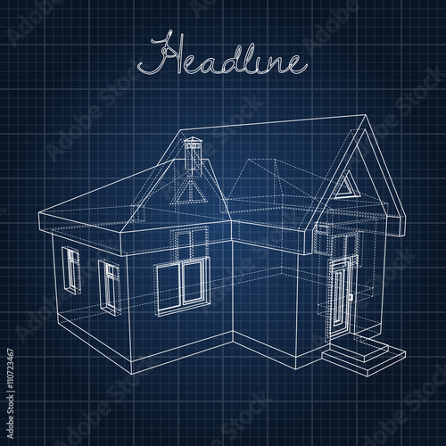 Drawing of the home on a blue background.