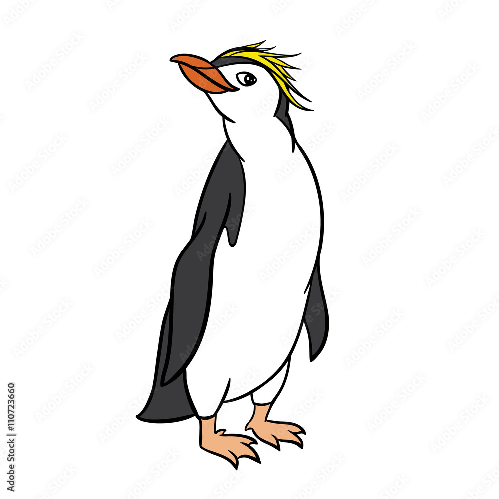Fototapeta premium Cute royal penguin on a white background.