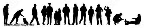 Set mit Menschen Silhouetten, Männer, Frauen, Kinder, Hunde, Senior