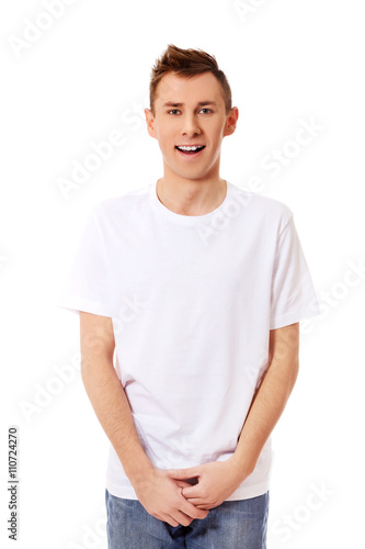 Young smile guy in white T-shirt