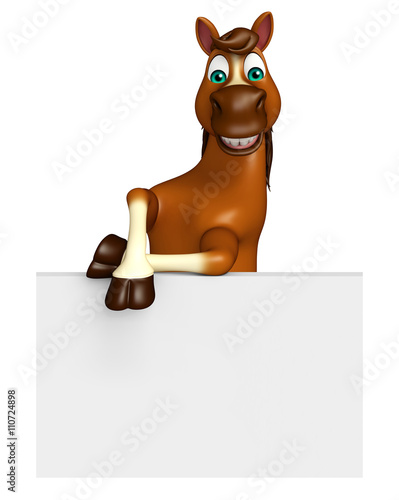Horse cartoon character with  board