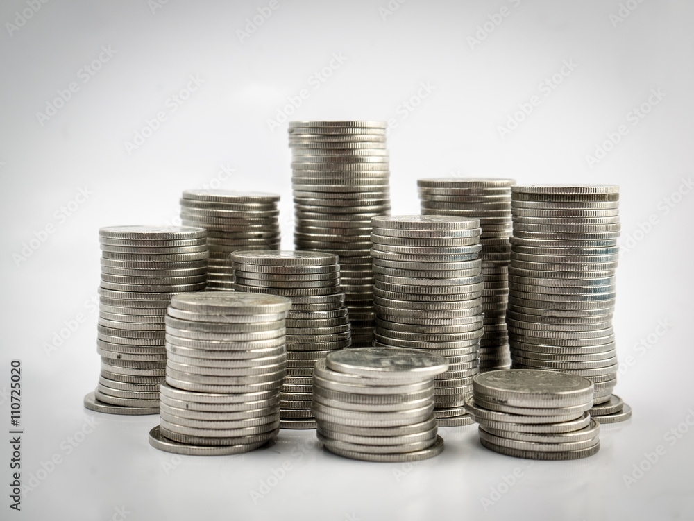 Coin stack on white background Coin stack on white background