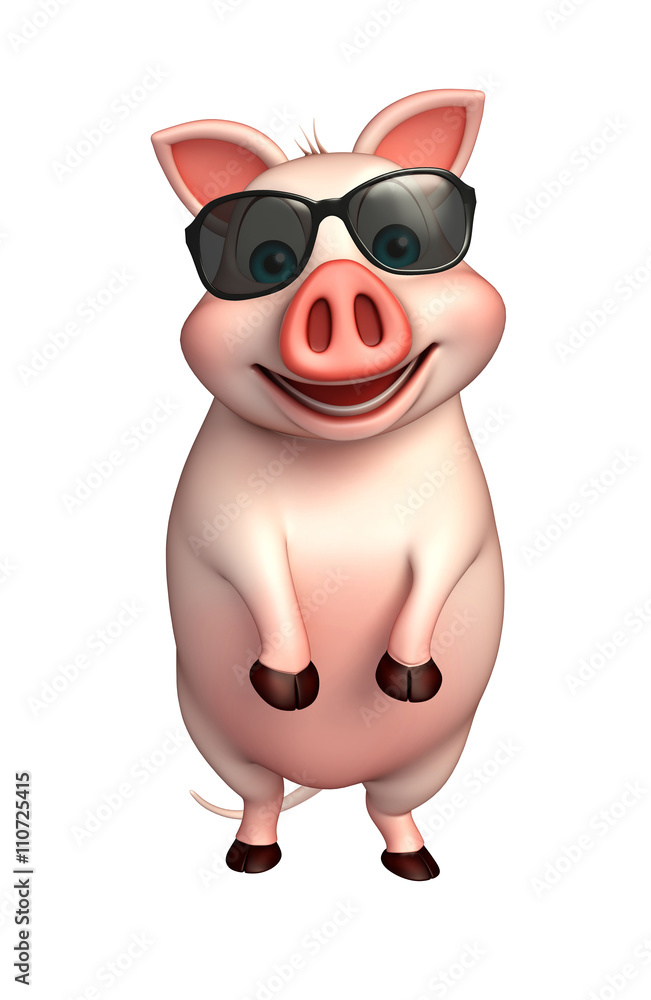 cute Pig cartoon character with sunglass cute Pig cartoon character with sunglass
