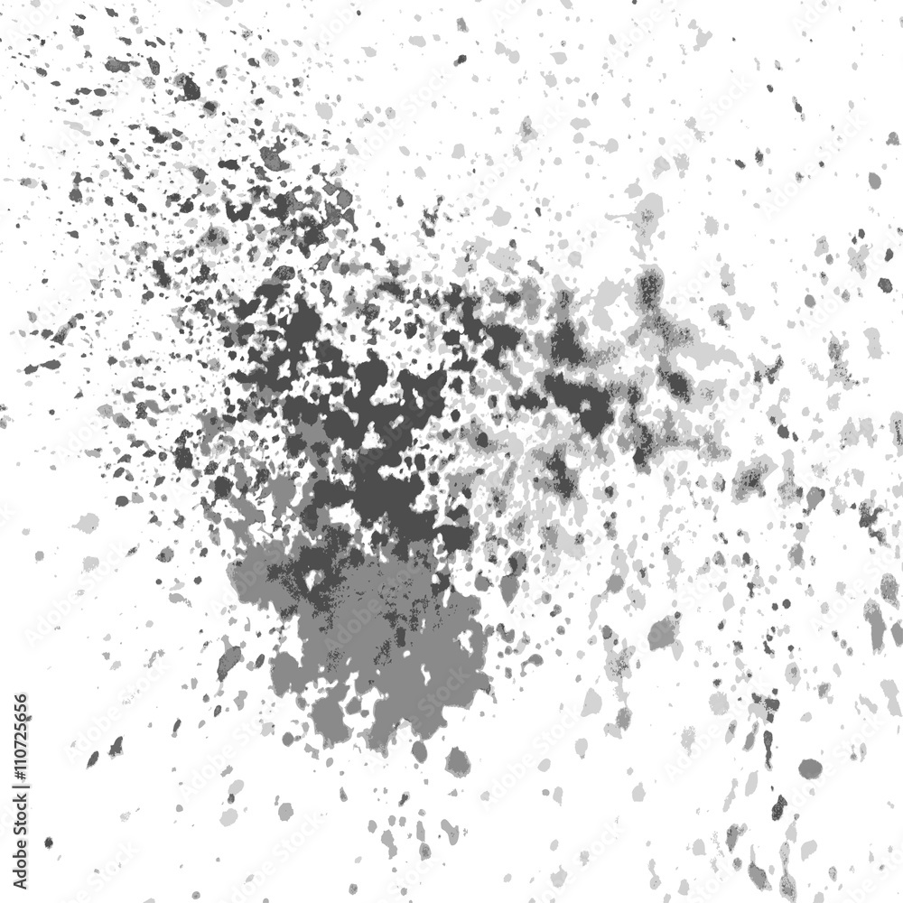 Obraz premium Vector silver paint splash, splatter, and blob shiny on white background. Splash spiral abstract background, frame vector illustration.