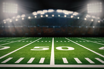empty american football stadium at night
